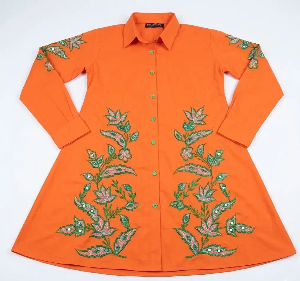 Orange embroidered female shirt